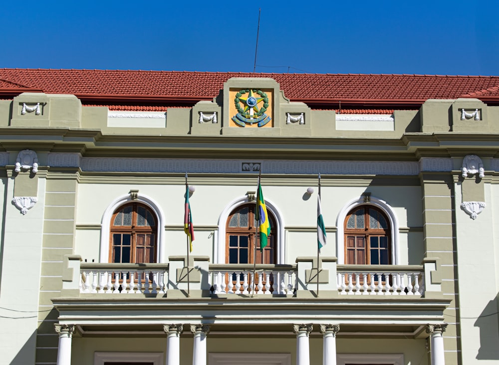 hanged flags on balcony