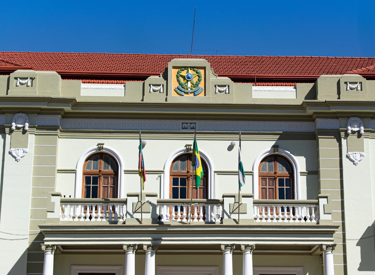 Hanged flags on balcony