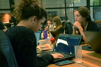 woman using laptop