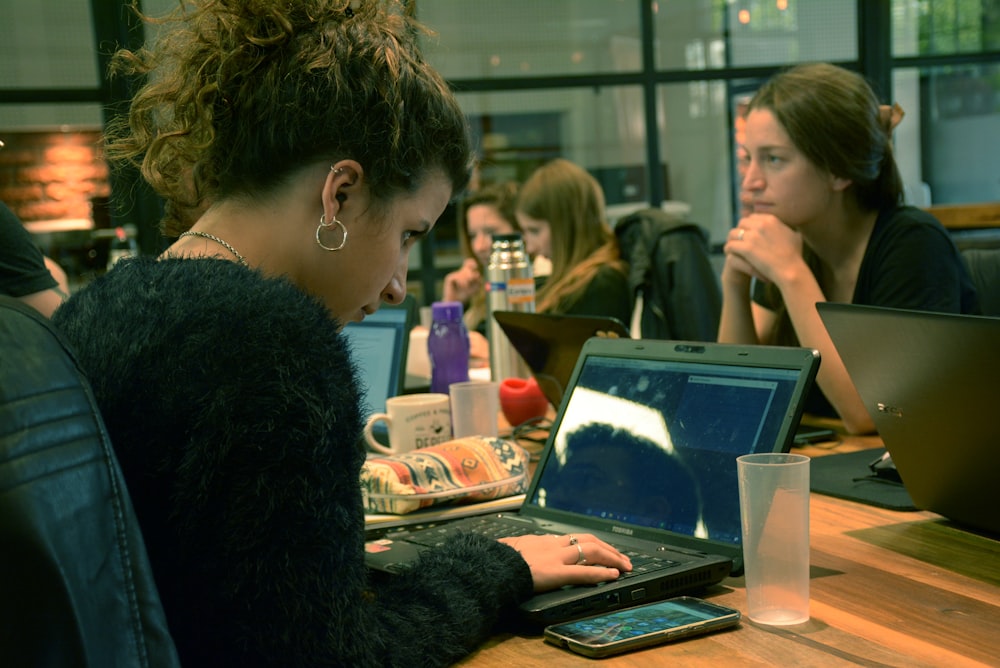 woman using laptop