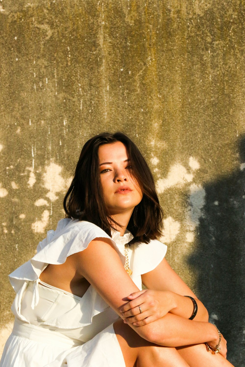 woman wearing white dress