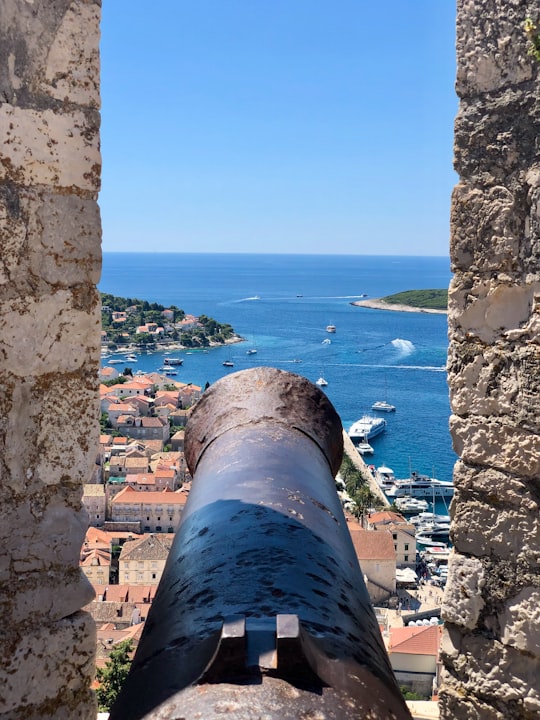 cannon facing coastal area in Fortica Croatia