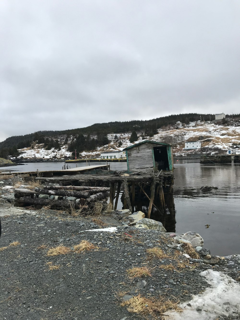 gray and brown house over body of water