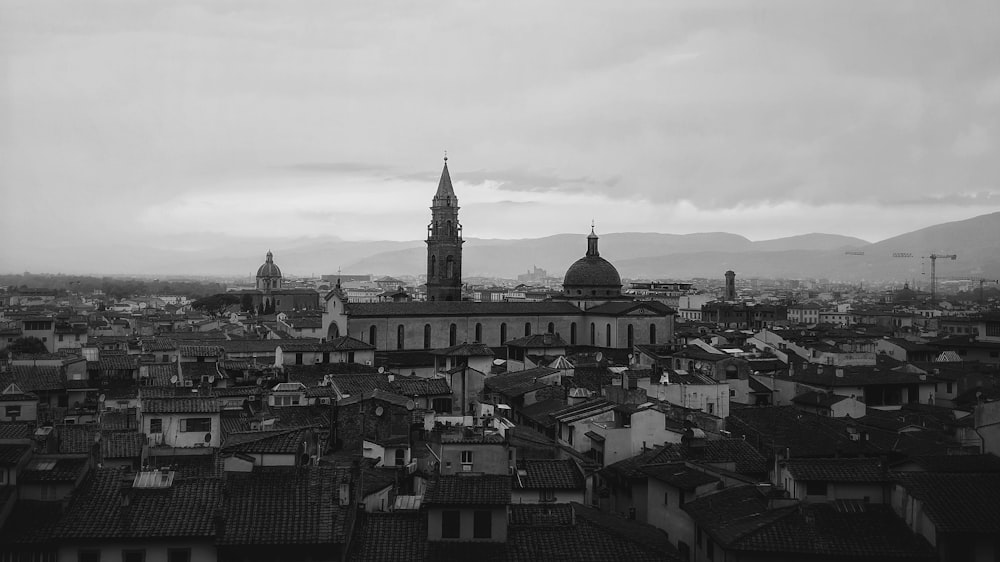 greyscale photography of concrete building