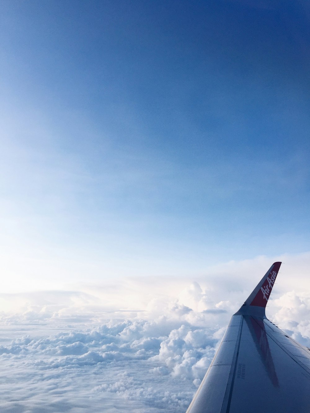 the wing of an airplane flying above the clouds