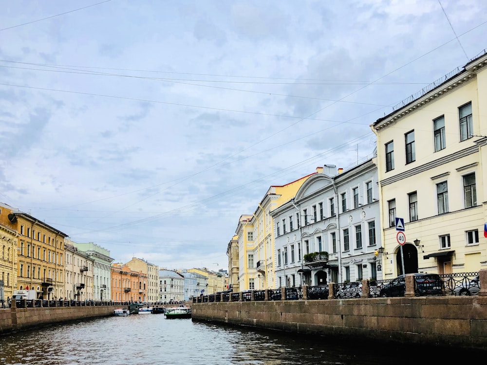 buildings by a river