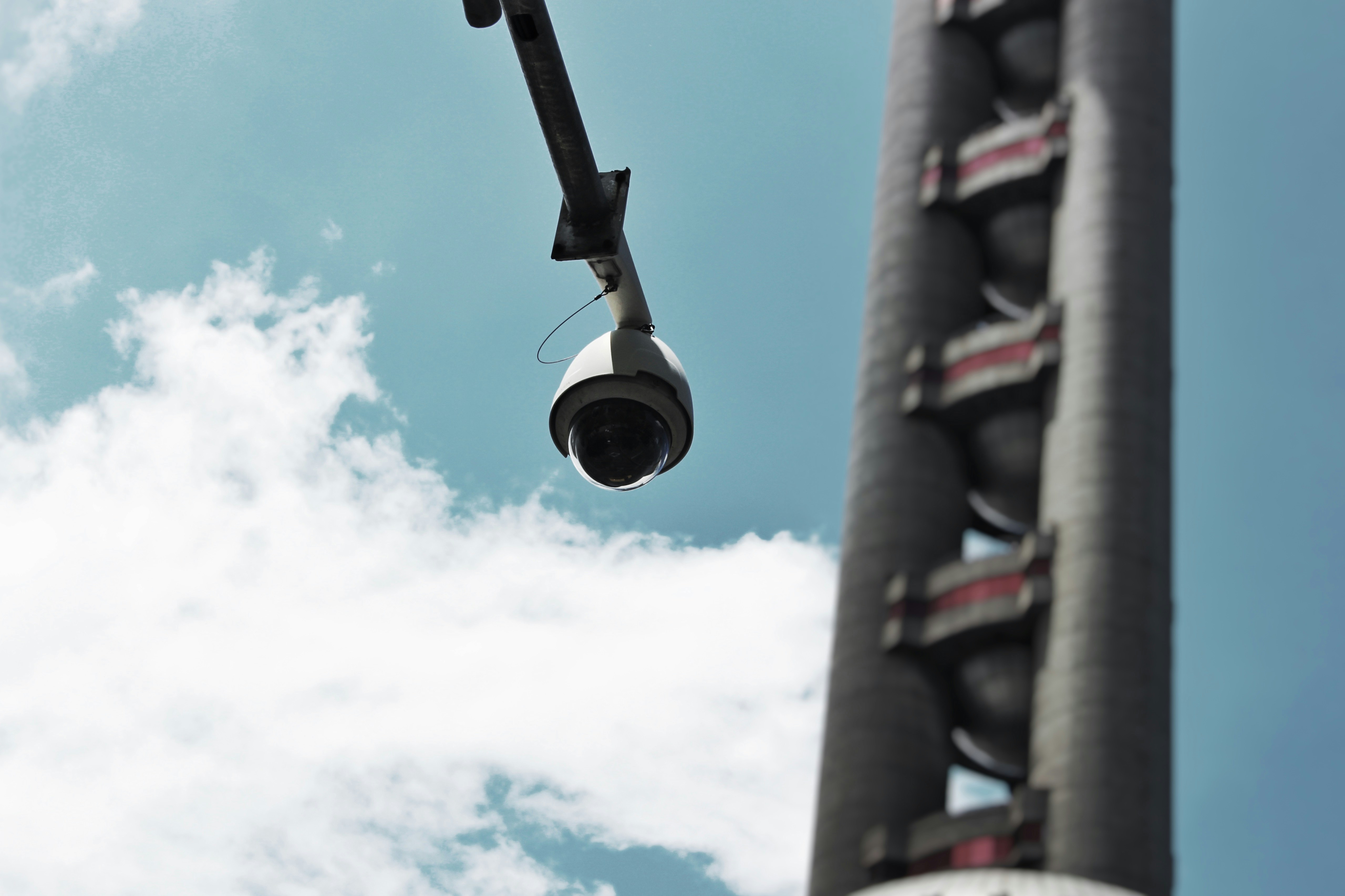 white and black dome camera