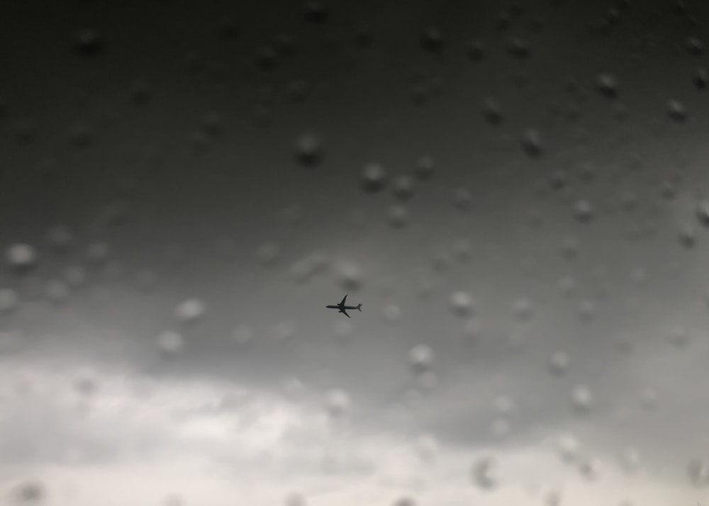 Graustufenfotografie des Flugzeugs