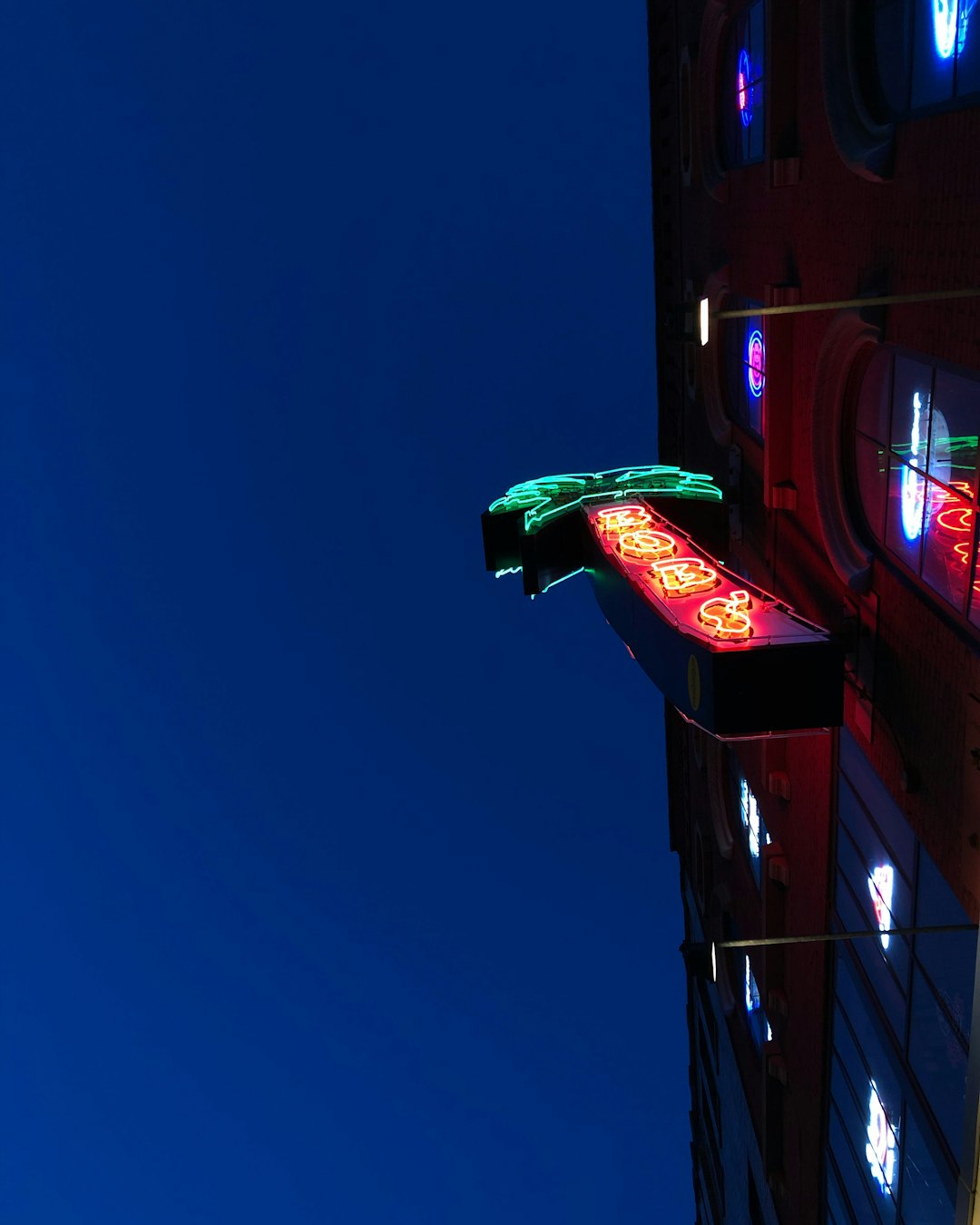 turned-on red kanji signboard