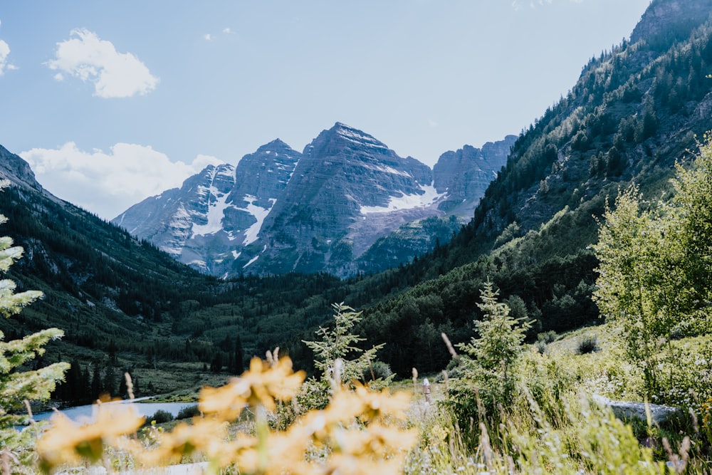 mountain range under clear blue sky