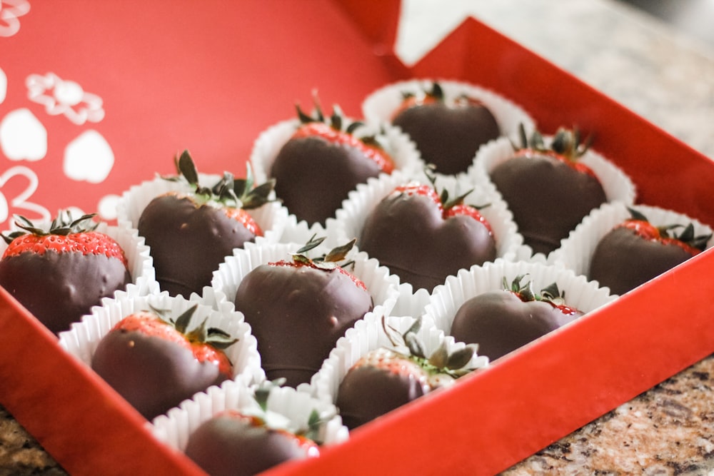 bouquet de chocolats dans la boîte