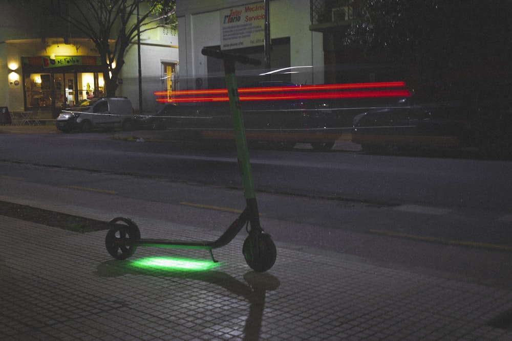 green motorized scooter