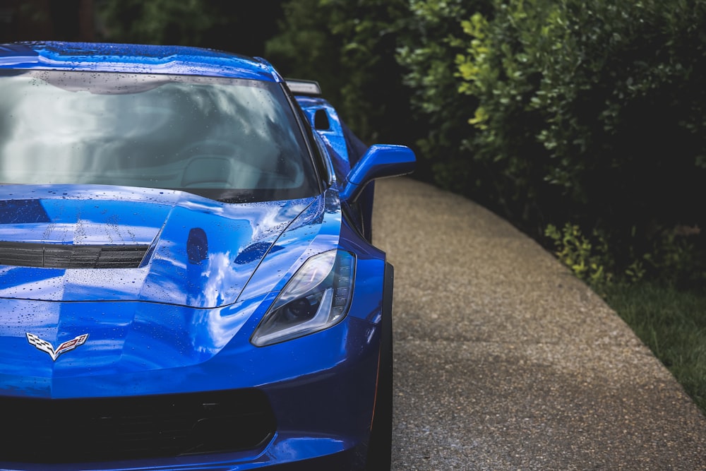 blue Corvette sports car