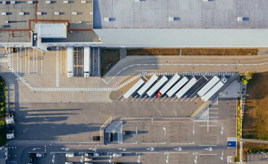 aerial view of vehicles in parking area