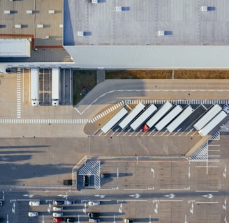 aerial view of vehicles in parking area