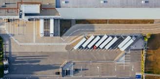 aerial view of vehicles in parking area