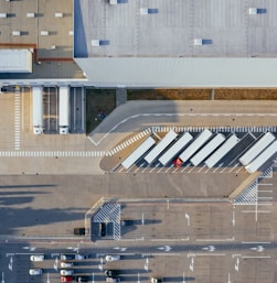 aerial view of vehicles in parking area