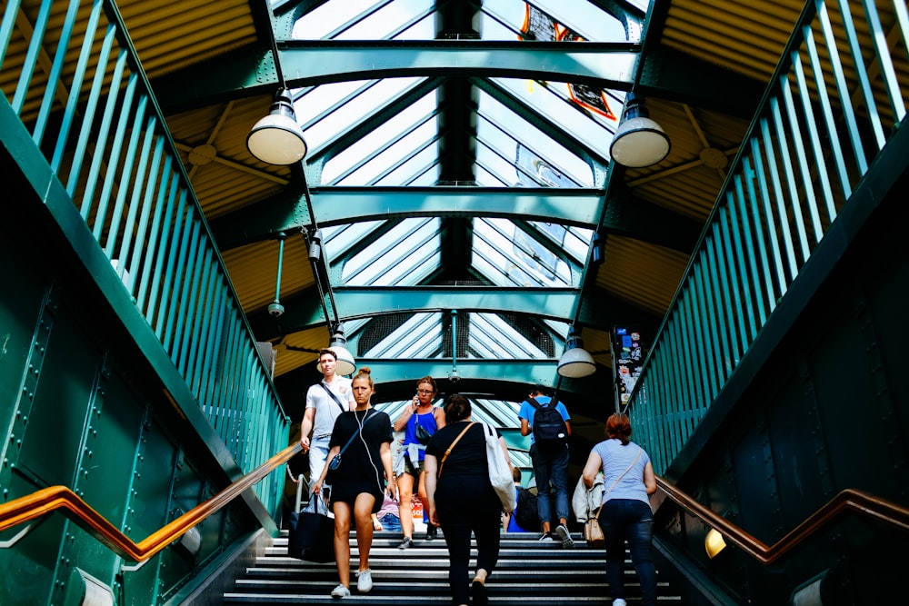 people lot in a stairs close-up photography