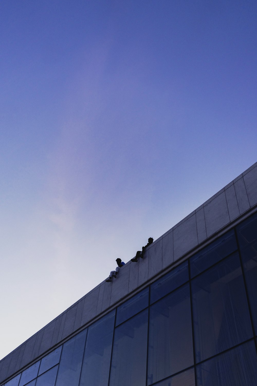 architectural photography of blue and gray building