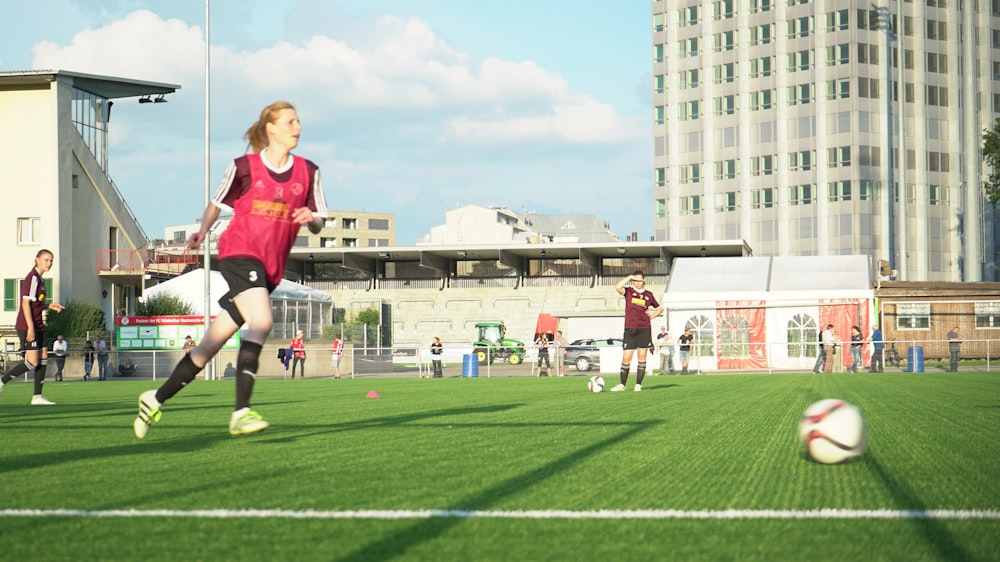 women playing soccer