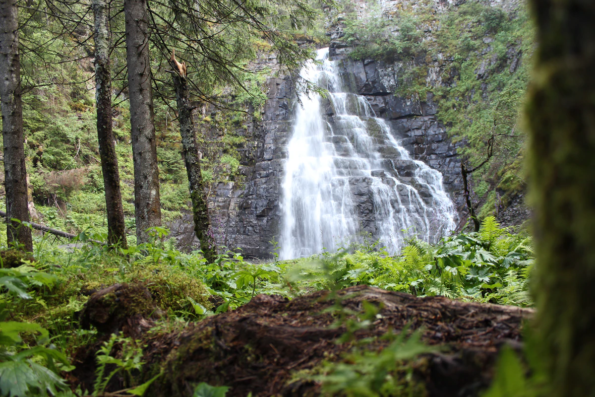 En foss i skogen på Lillehammer