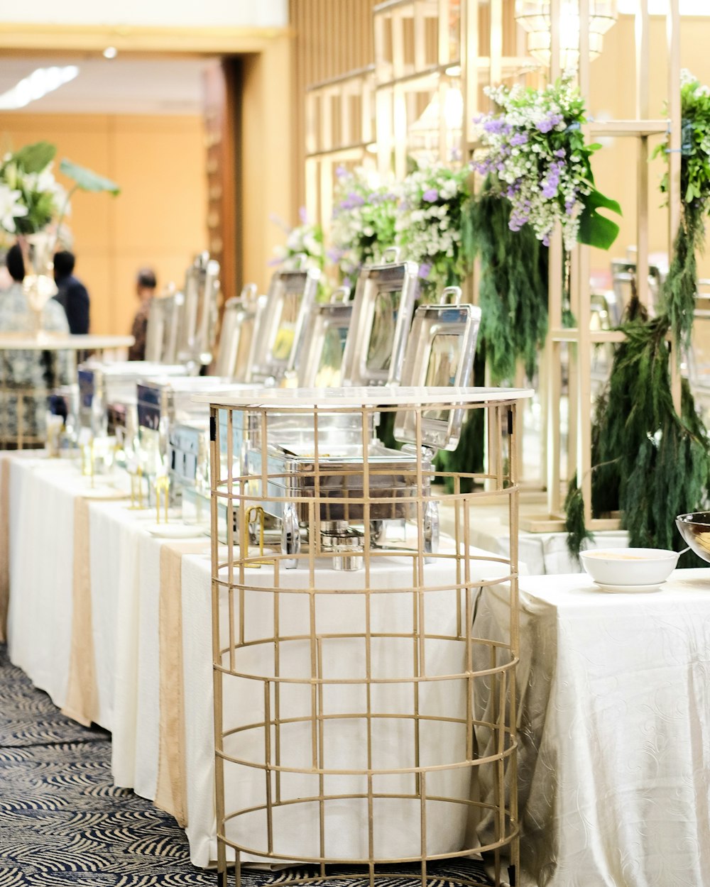 white metal wire table