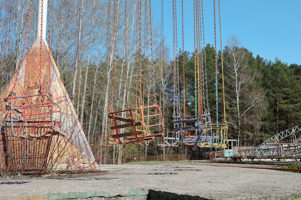 empty metal swings