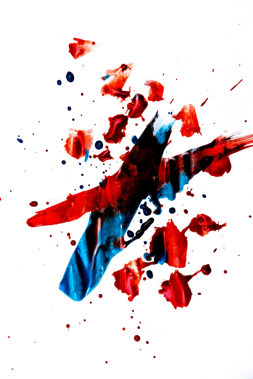 black. blue, and red ink splatter