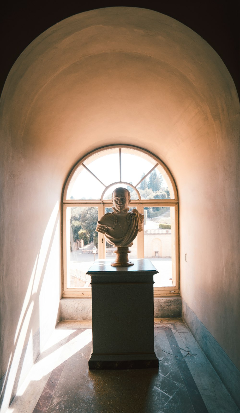 head bust inside building