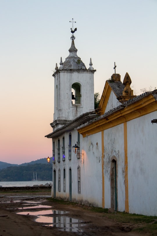 white concrete cathedral in Paraty Brasil