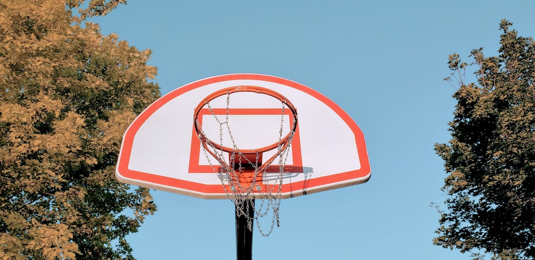 white and red basketball hoop