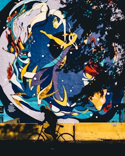 Data visualization mural illustrating urban mobility patterns and equitable access zones.