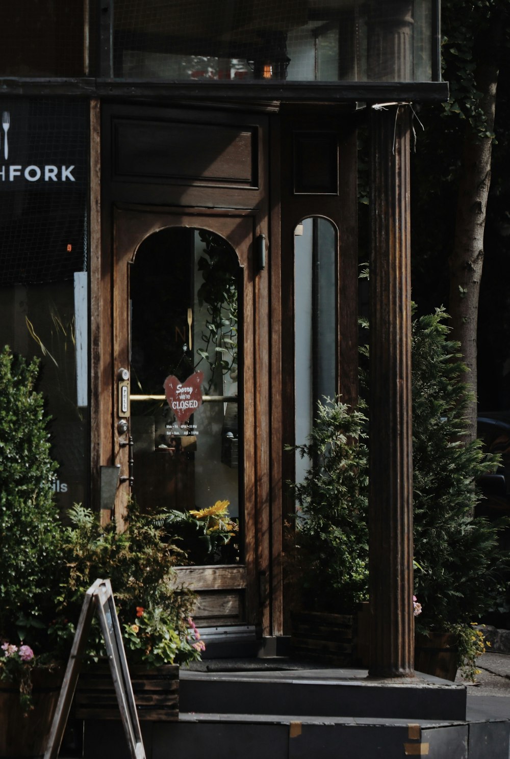 brown wooden restaurant door