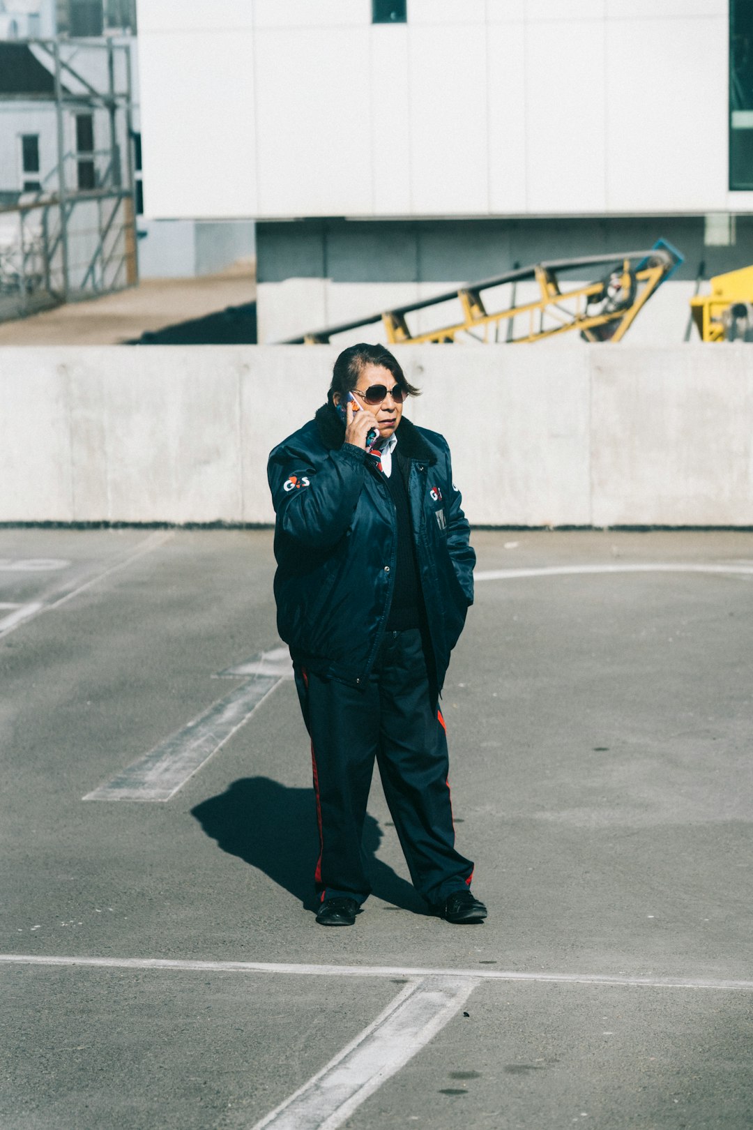 Security woman on the phone in Antofagasta, Chile