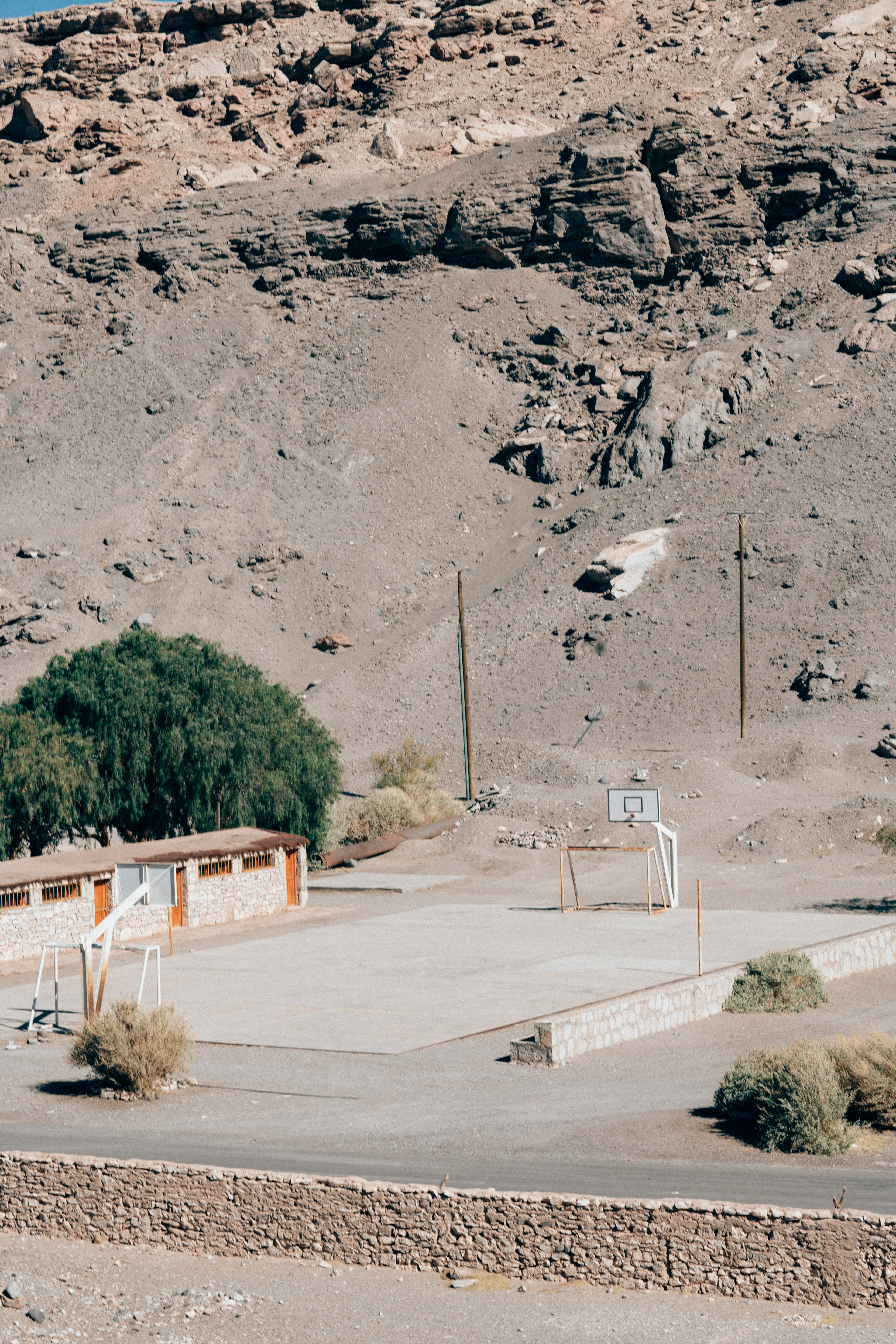 basketball court near hill