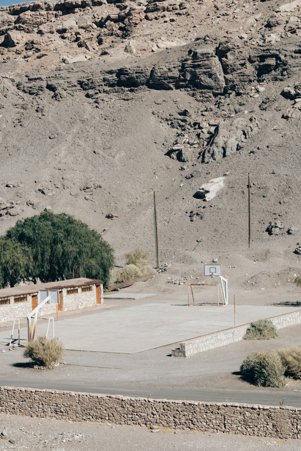 basketball court near hill