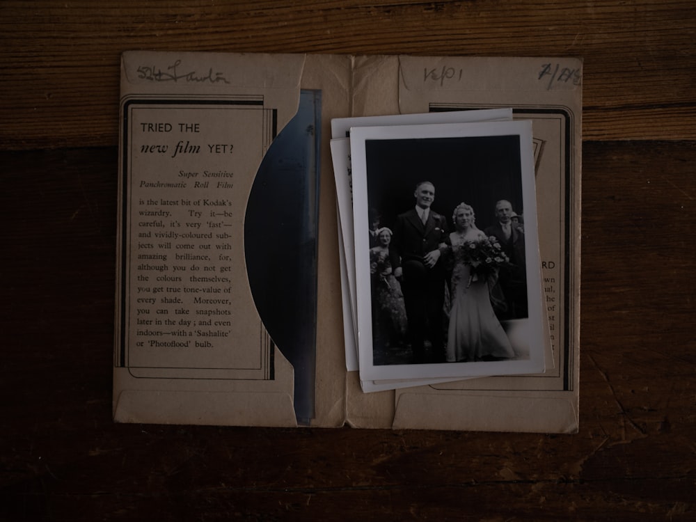 wedding photo on book
