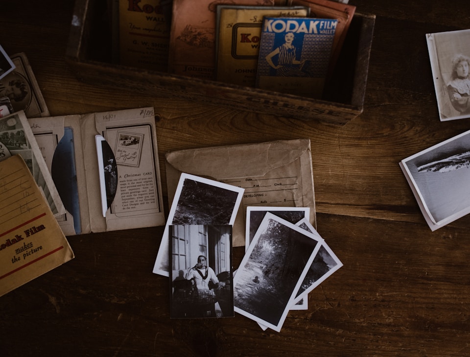 Old vintage photos that you would see in a memoir