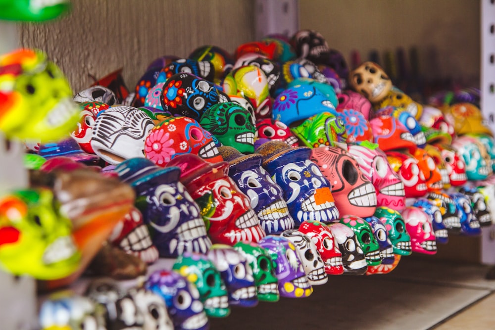 assorted-color sugar skull lot