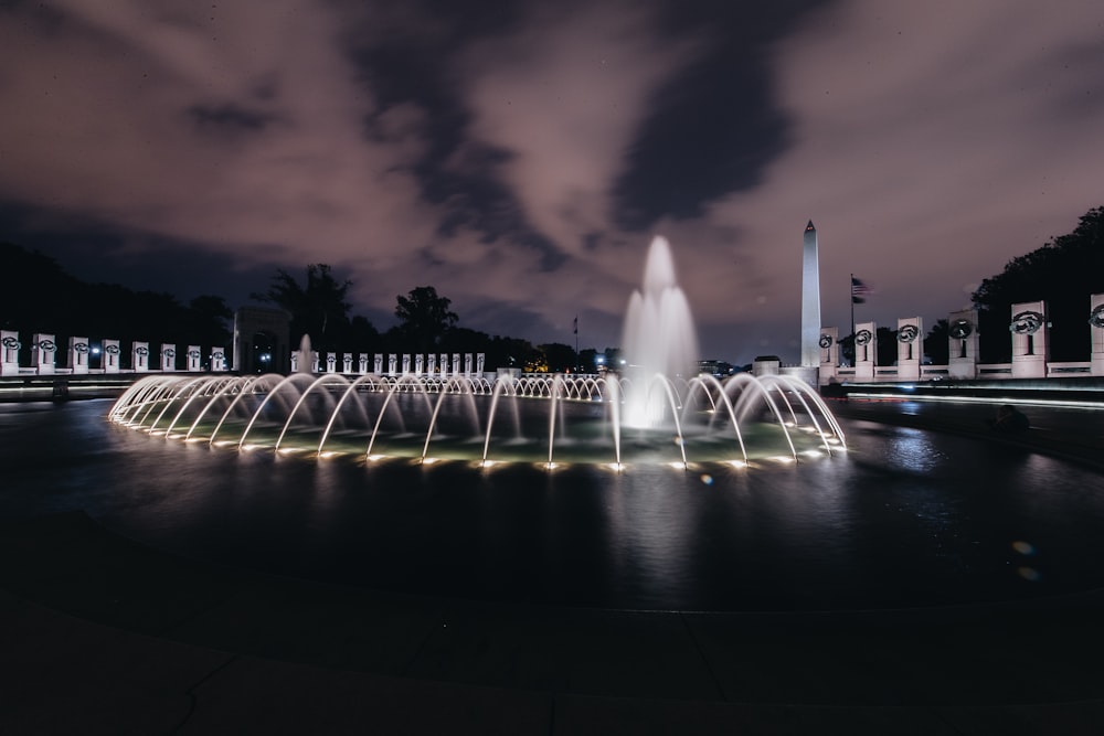 photography of fountain during nighttime