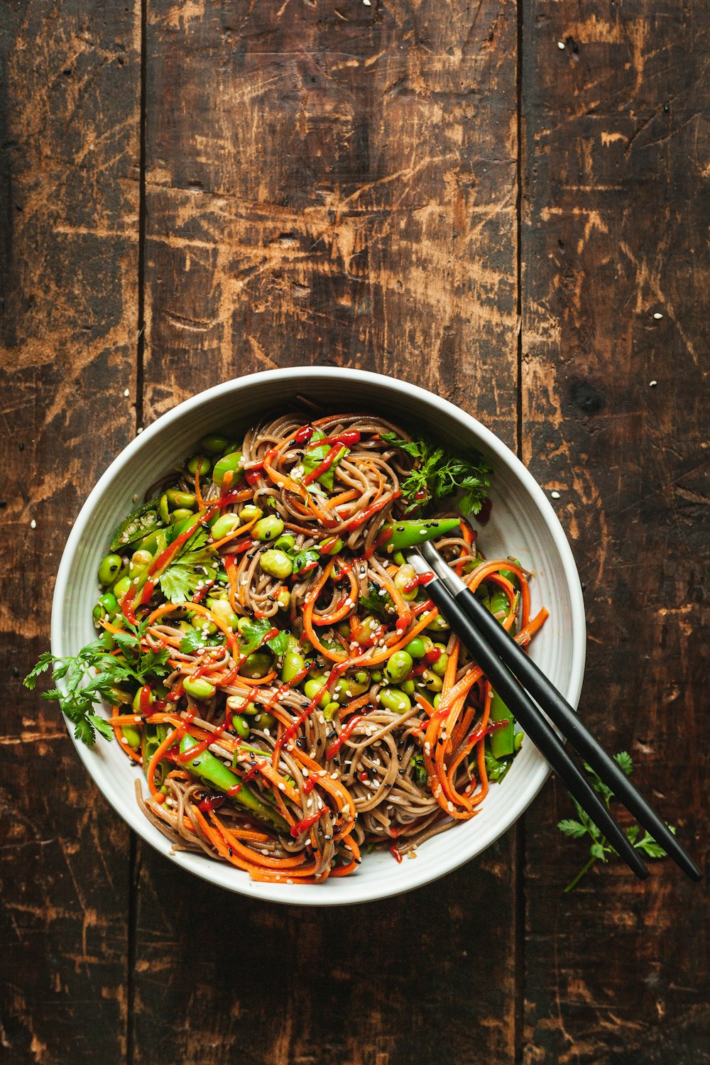 noodle dish in white bowl