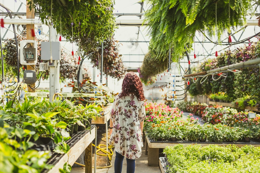 woman on flower garden