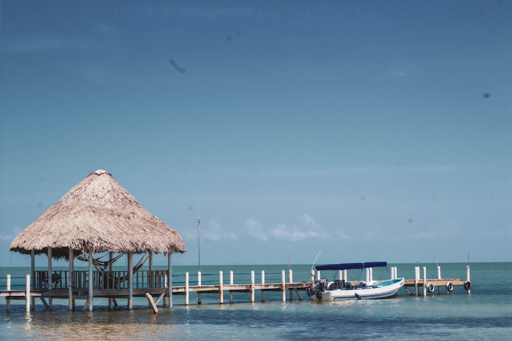 brown wooden cottage on dock