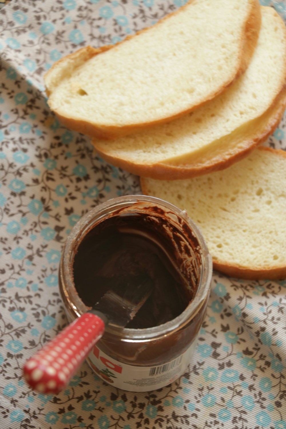 nutella spread beside bread