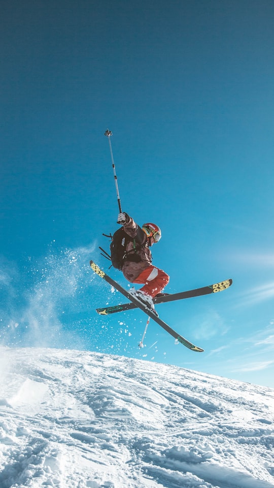 man skiing on land in La Rosière France