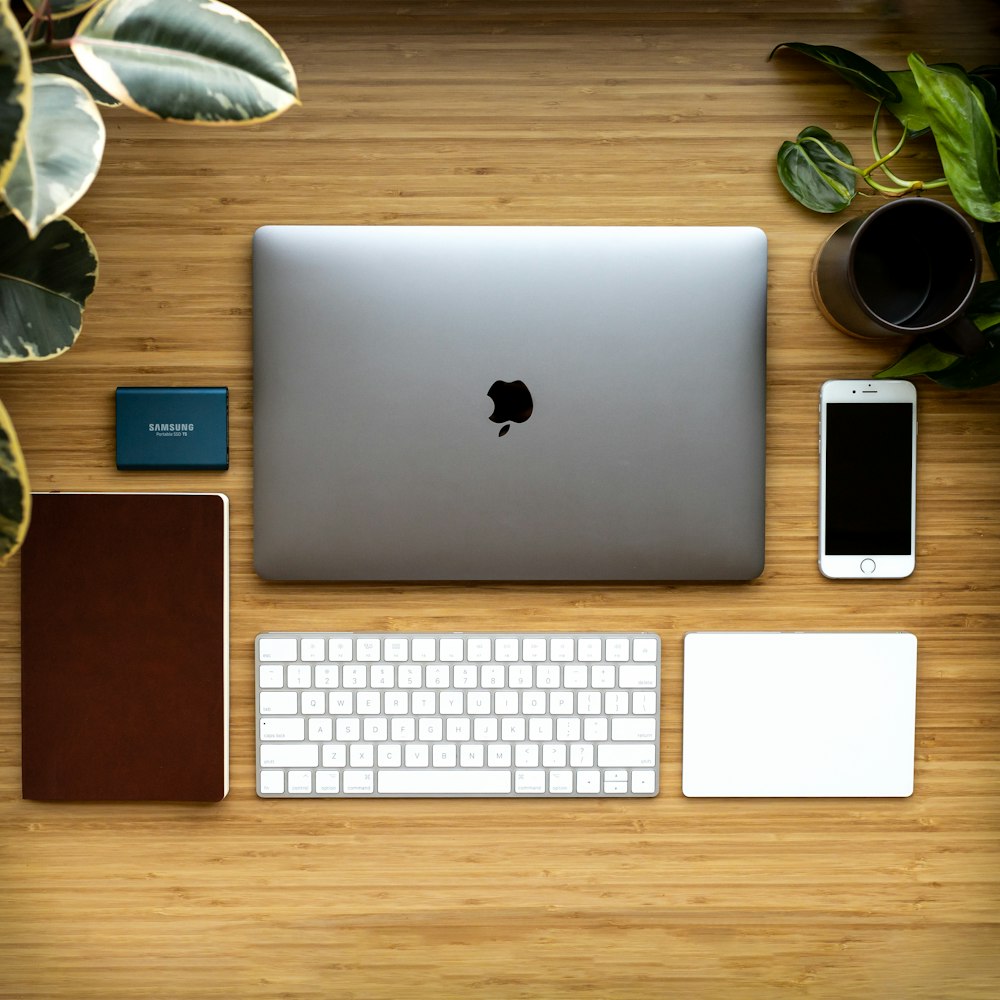 MacBook, keyboard, and iPhone