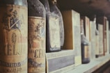 A beautiful display of vintage wine bottles.