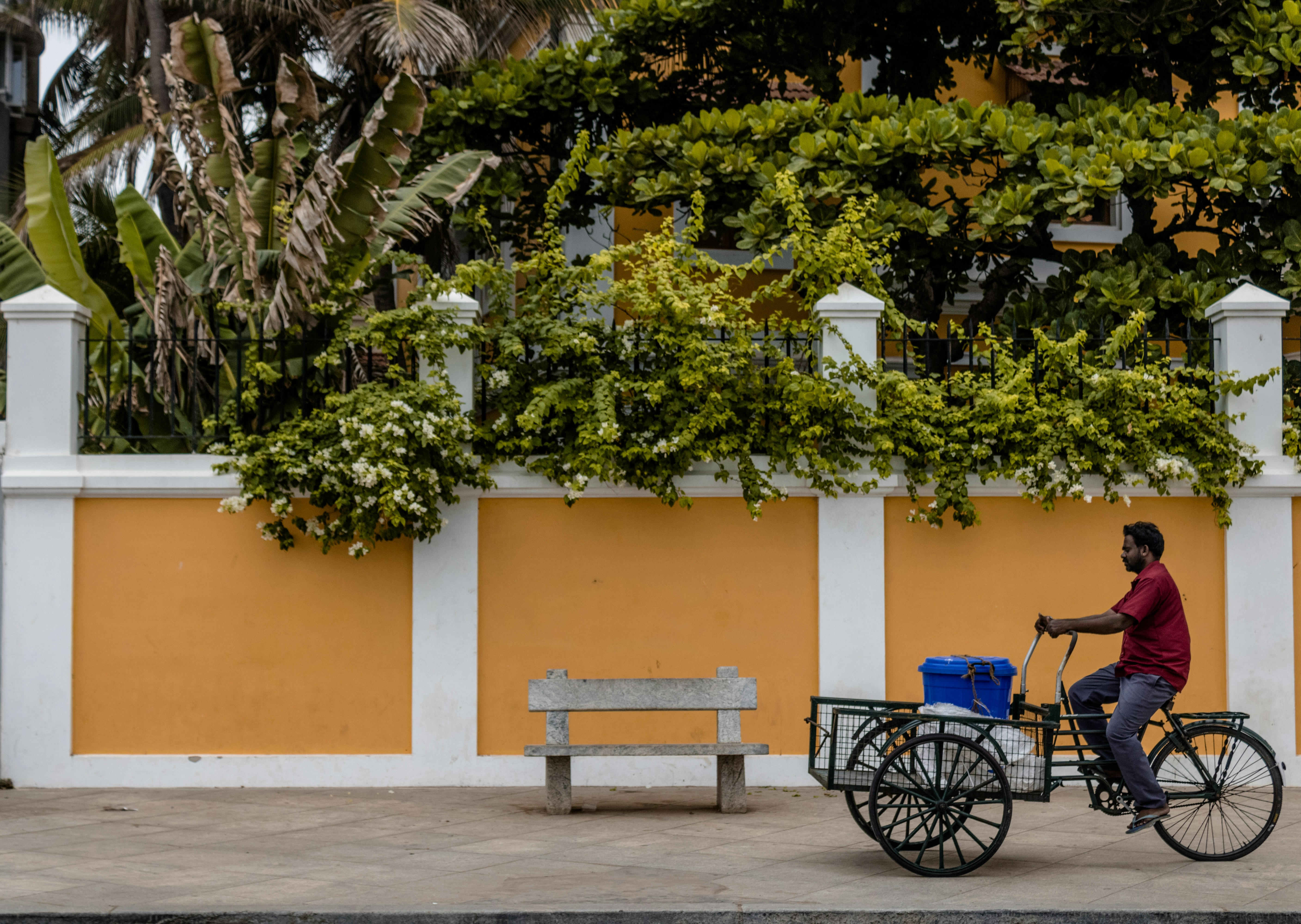 man riding trike