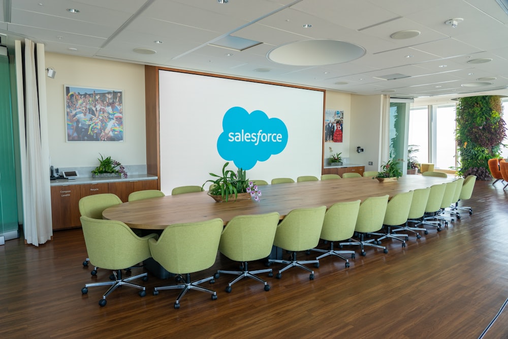 green and brown themed office meeting room