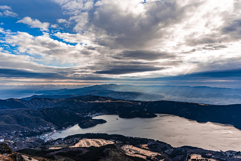 bird's eye view of a lake